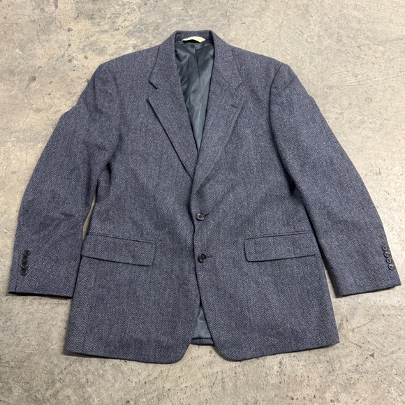 Evan Picone Vintage Men's Classic Gray Wool Blazer Size 42‎ Business Casual Work